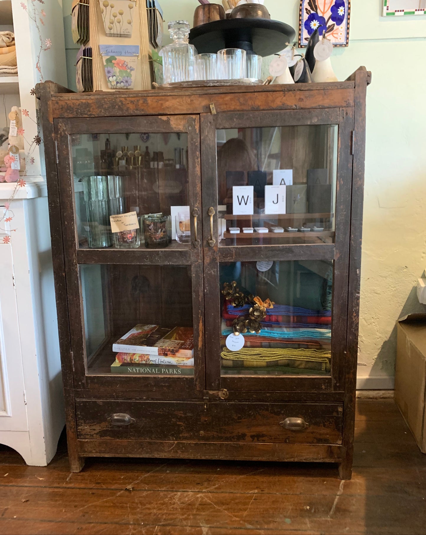 Dark Wood and Glass Display Cabinet