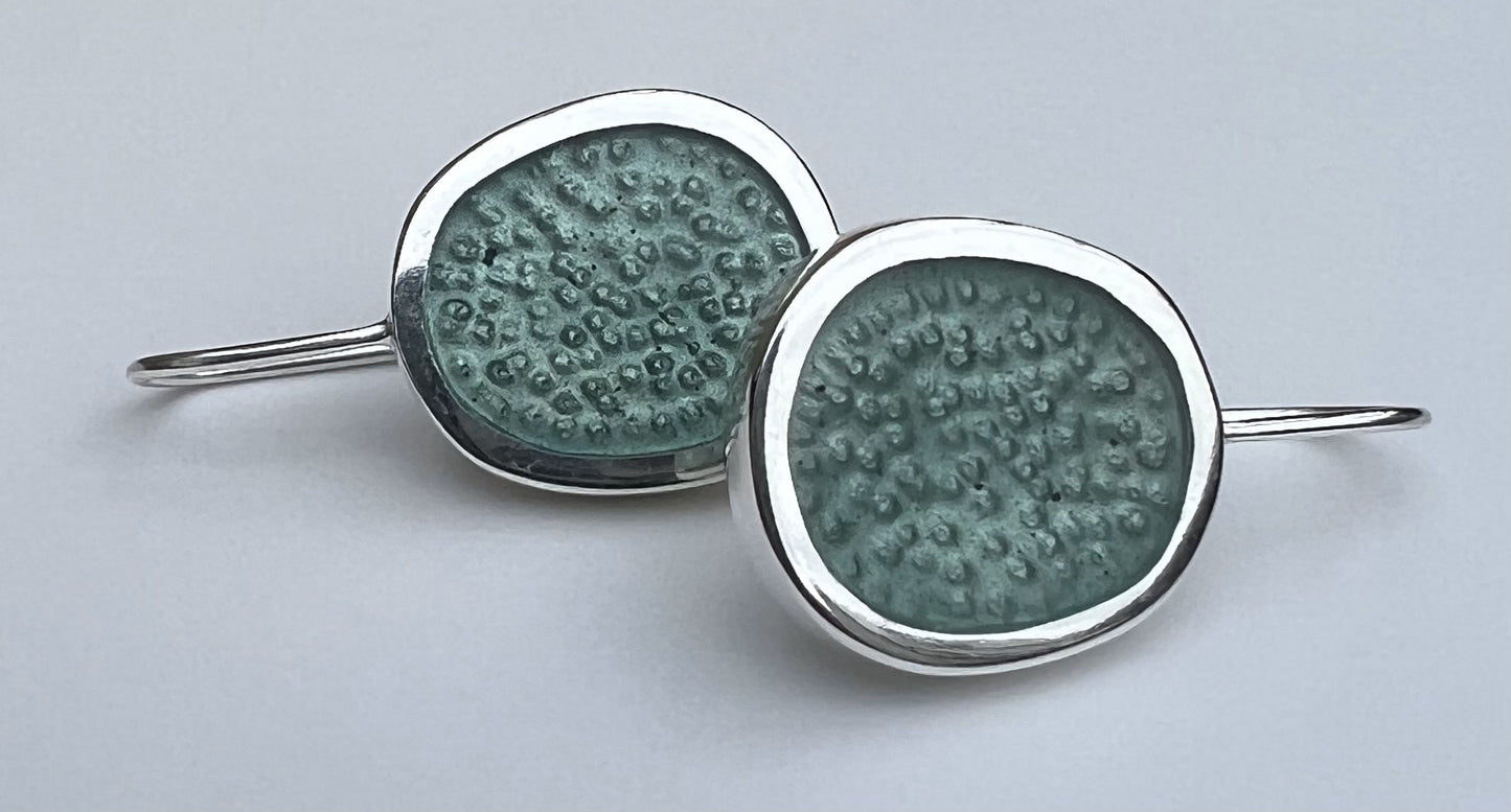 Christine Battocchio Translucent Pale Blue Resin and Silver Drop Earrings