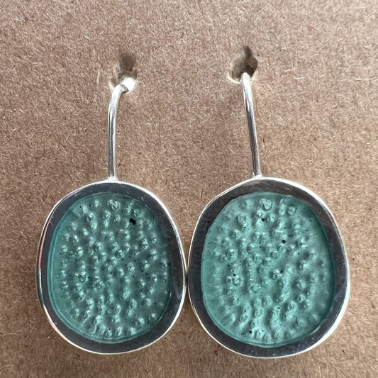 Christine Battocchio Translucent Pale Blue Resin and Silver Drop Earrings