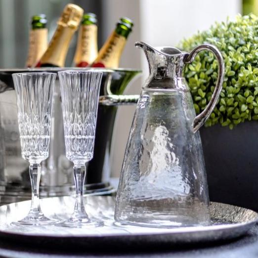 Hammered Glass Jug with silver spout