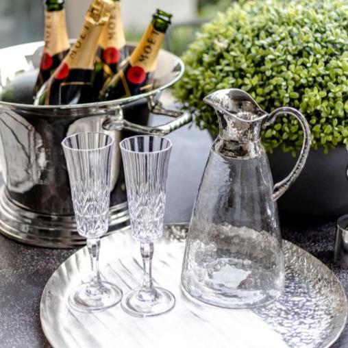 Hammered Glass Jug with silver spout