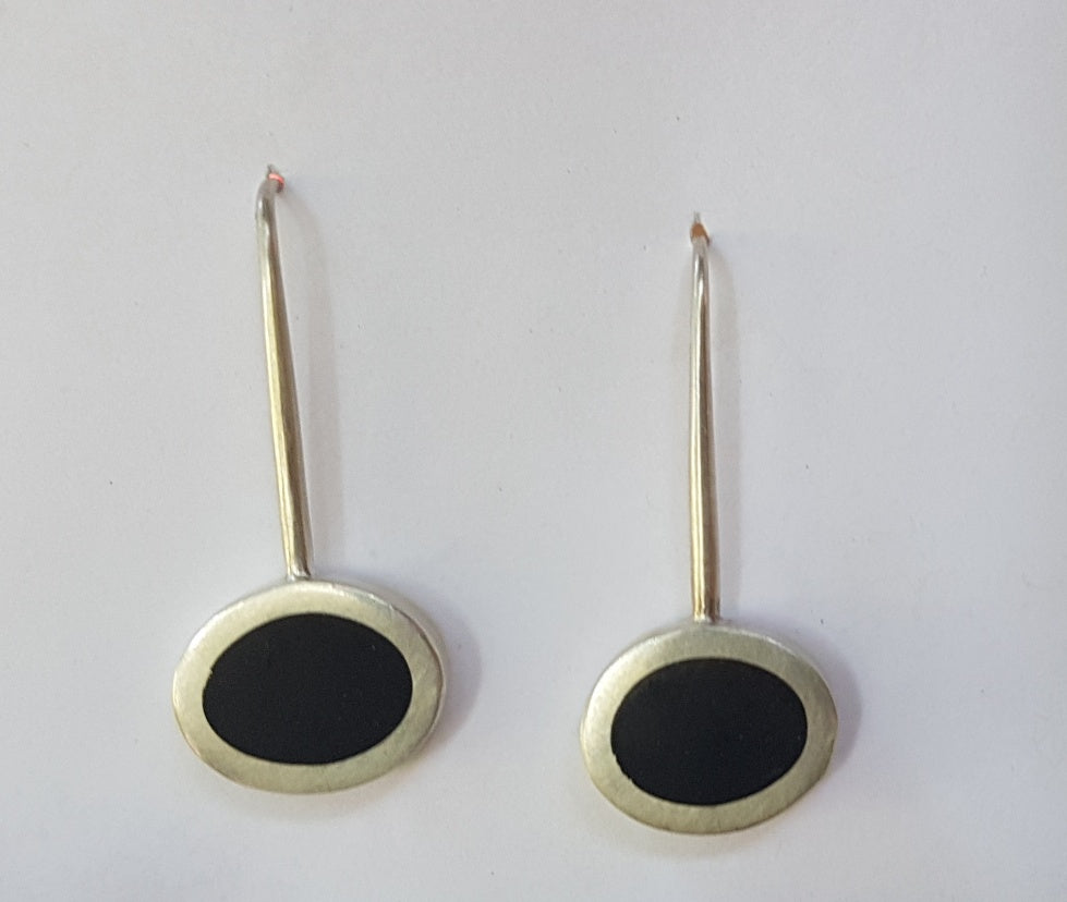 Christine Battocchio Resin and Silver Drop Long Earrings