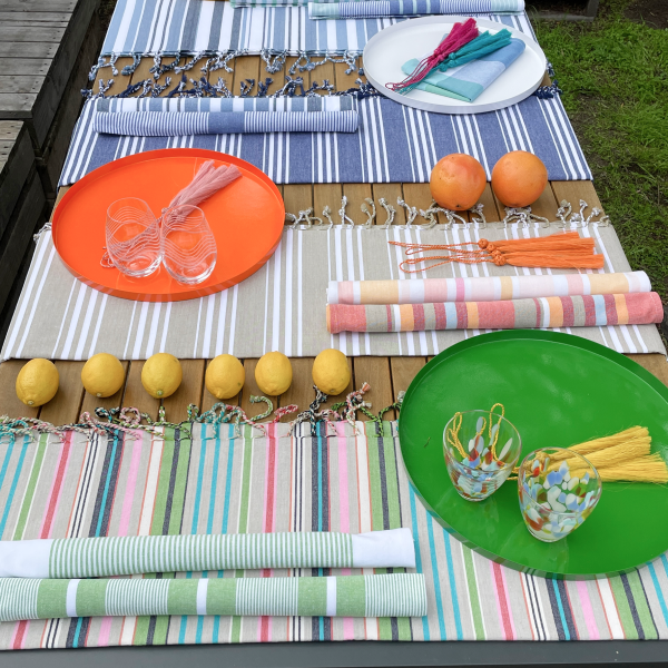 Woven Cotton Striped Tablecloth - Italian Garden