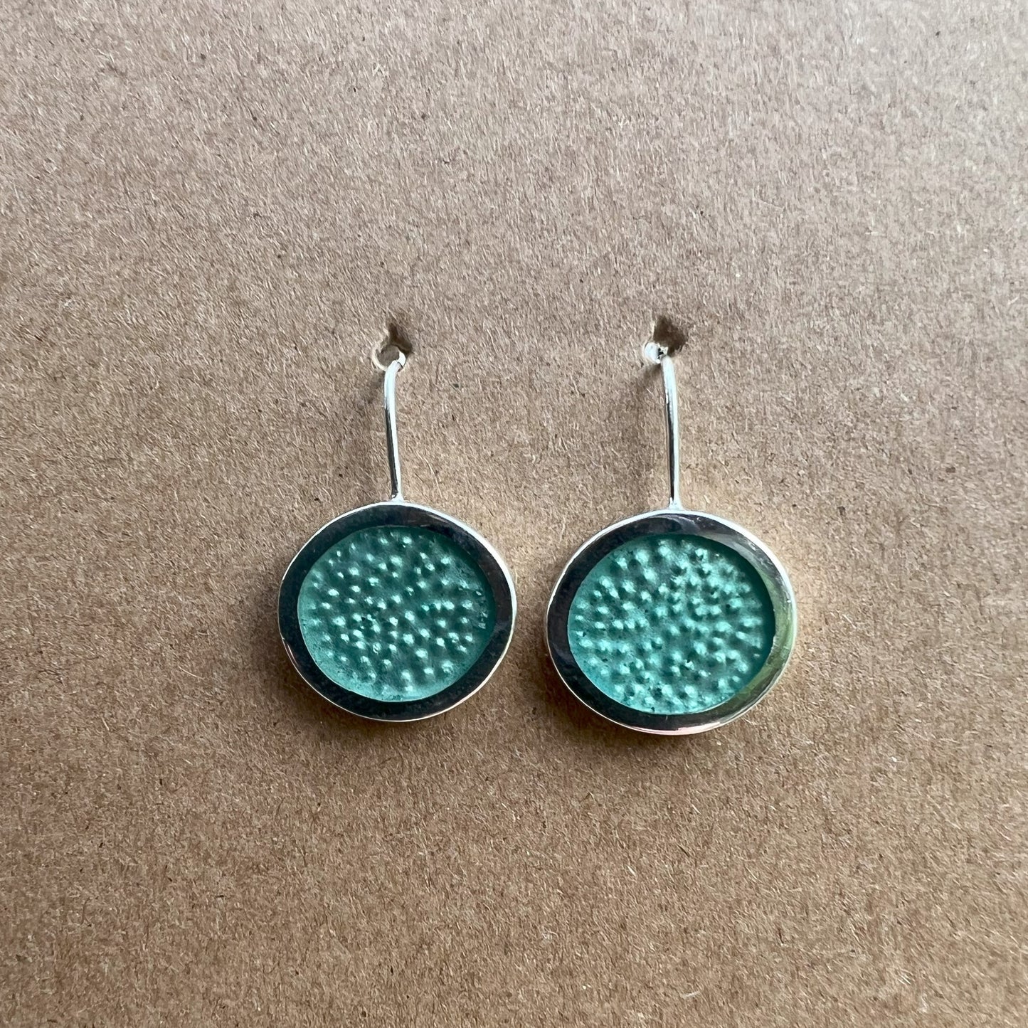 Christine Battocchio Translucent Pale Green Resin and Silver Drop Earrings