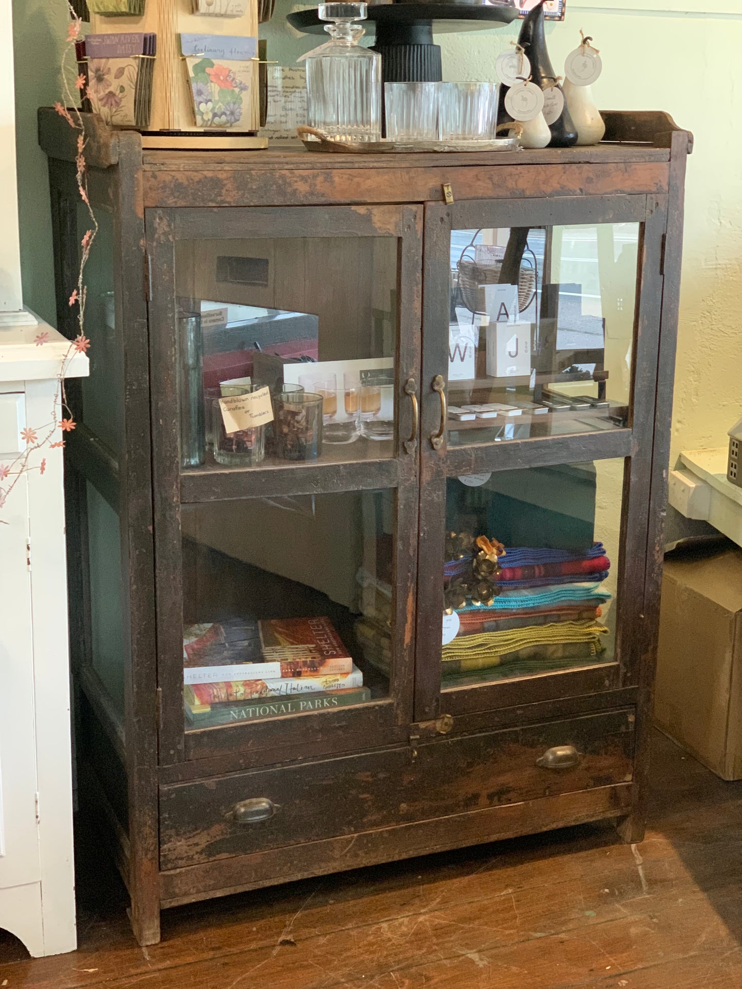 Dark Wood and Glass Display Cabinet