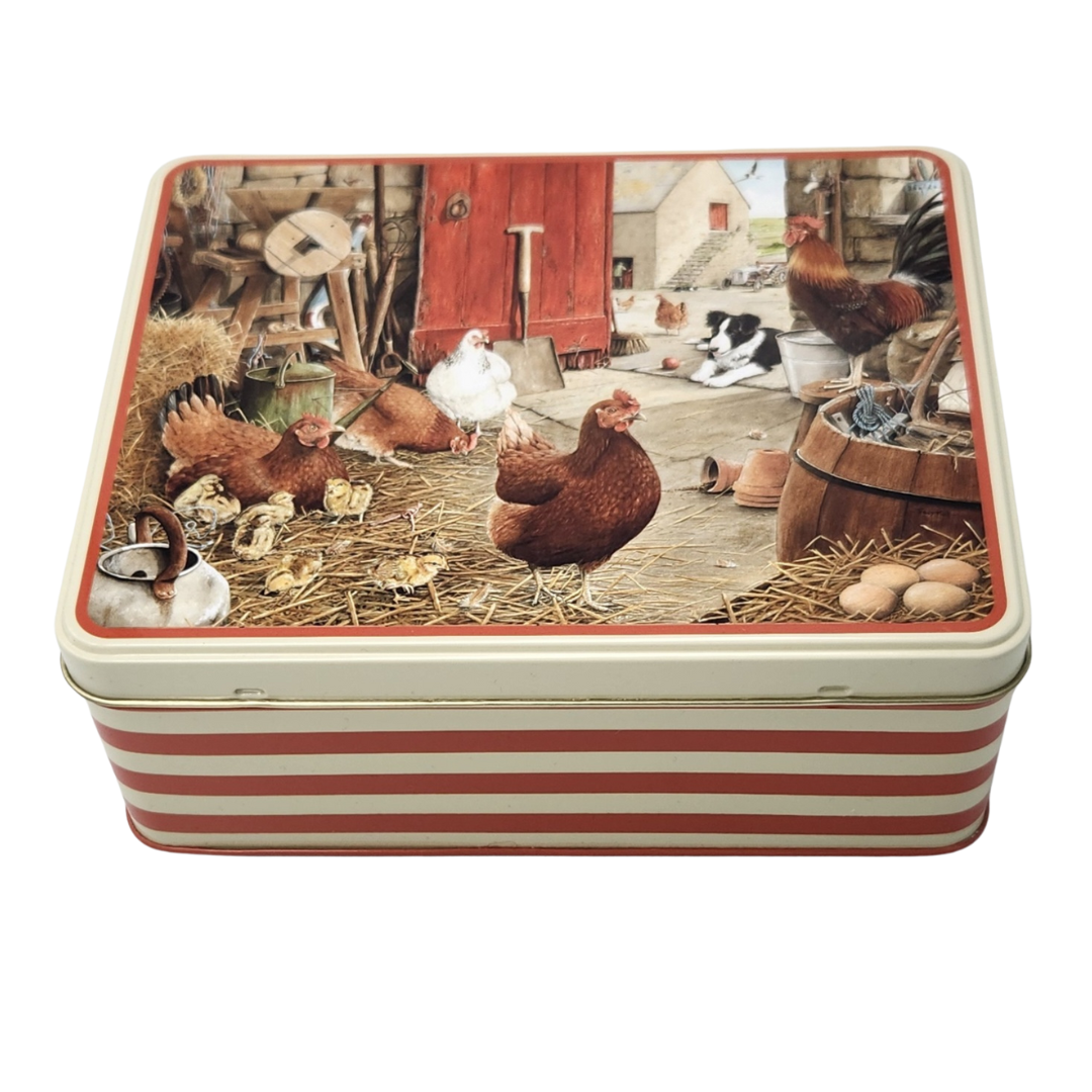 Tracy Hall Farmyard Hens Biscuit Tin