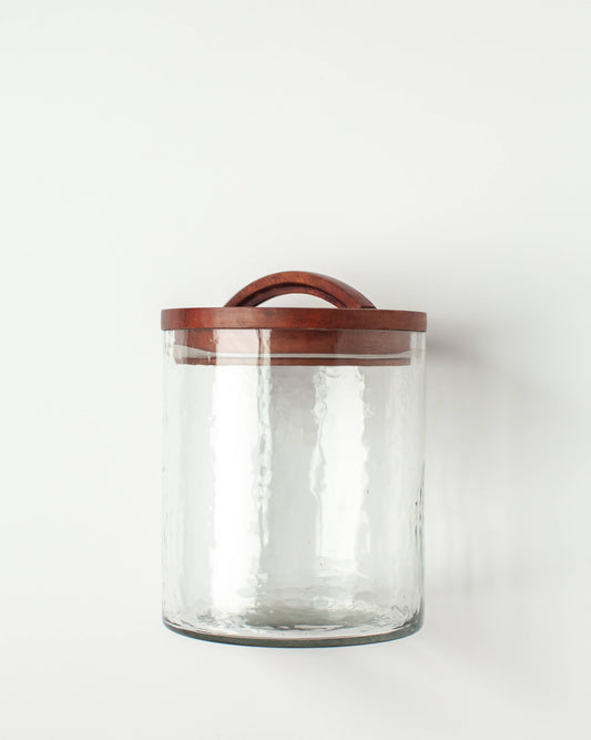Handblown Hammered Glass Canister - clear / small