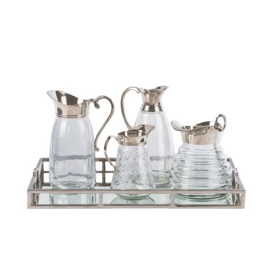 Tall Glass Jug with Silver Spout