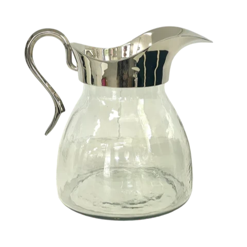 Hammered Glass Fluted Silver Jug