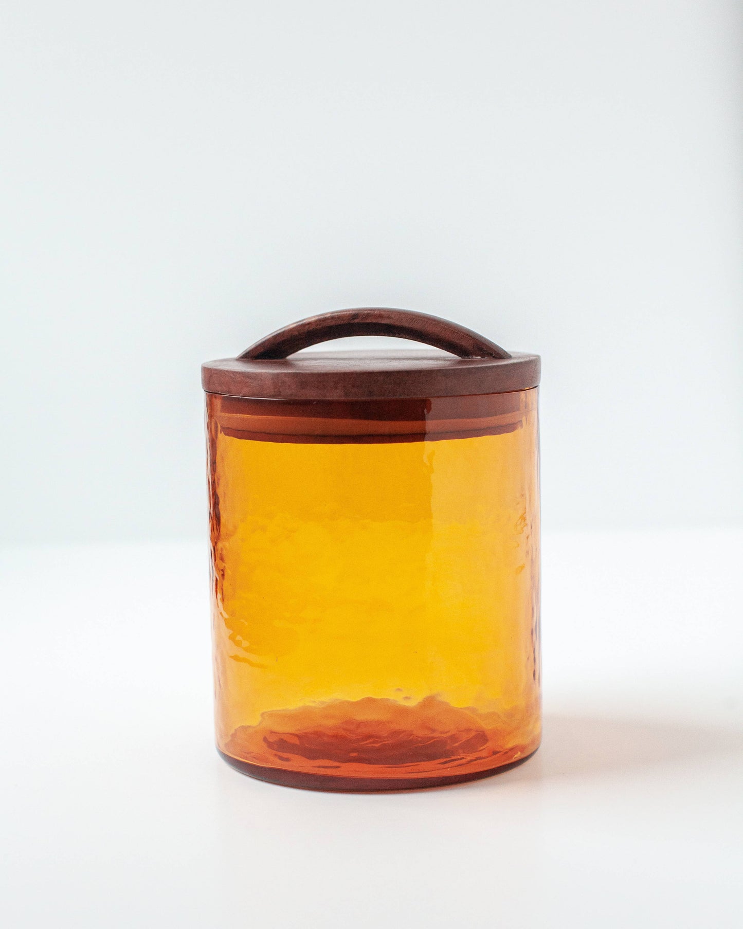 Handblown Hammered Glass Canister - amber / medium