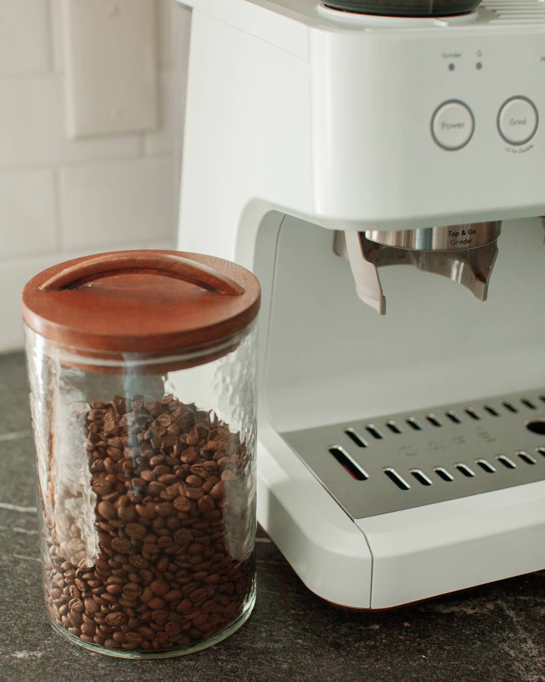 Handblown Hammered Glass Canister - blush / small