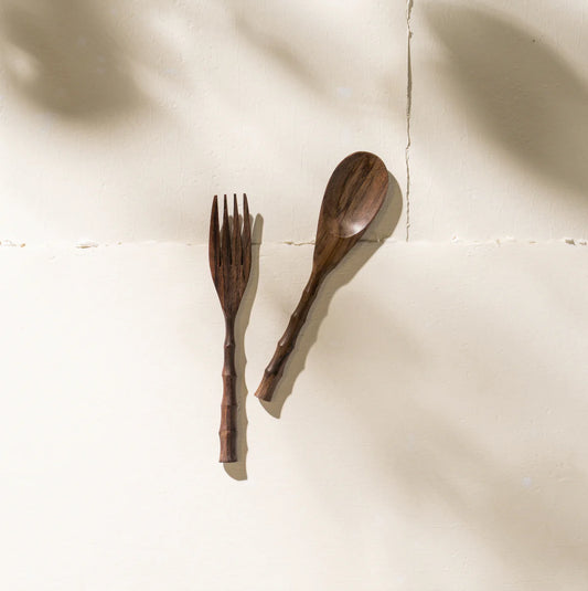 Inartisan Hand carved Mini Rosewood Salad Servers (18cms)