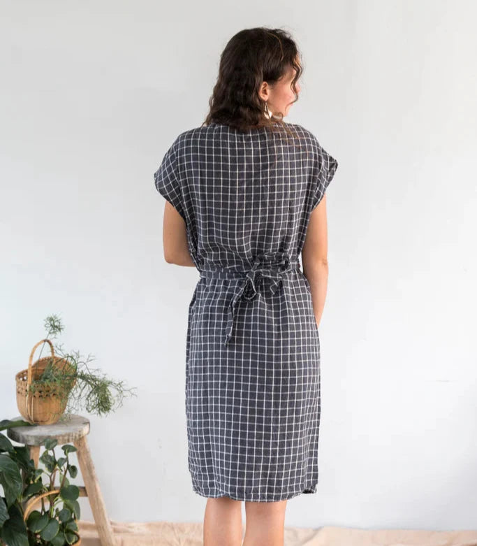 Miss Molly Ariel Wrap Dress - French Line Navy Check