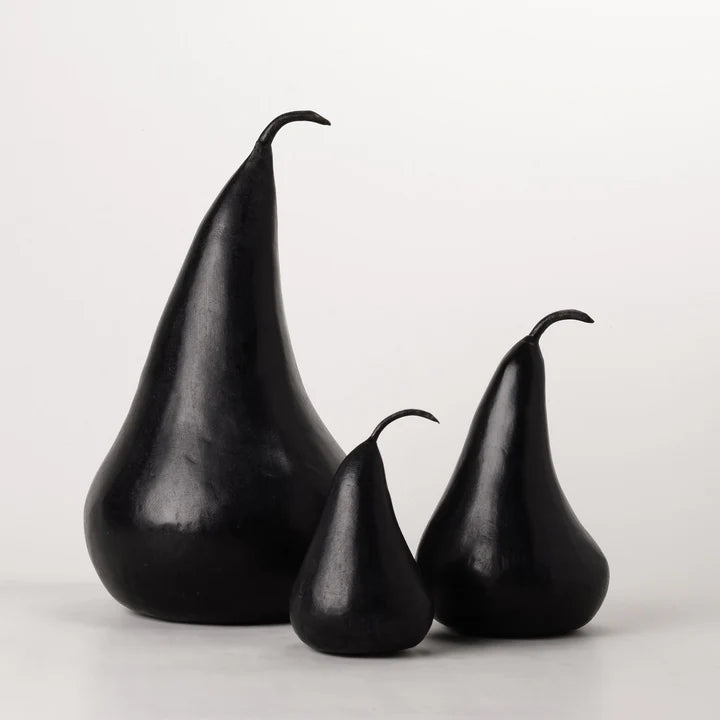 Pears - black marble with iron stem - 3 sizes
