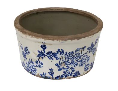Blue Floral Wide Pot - Small