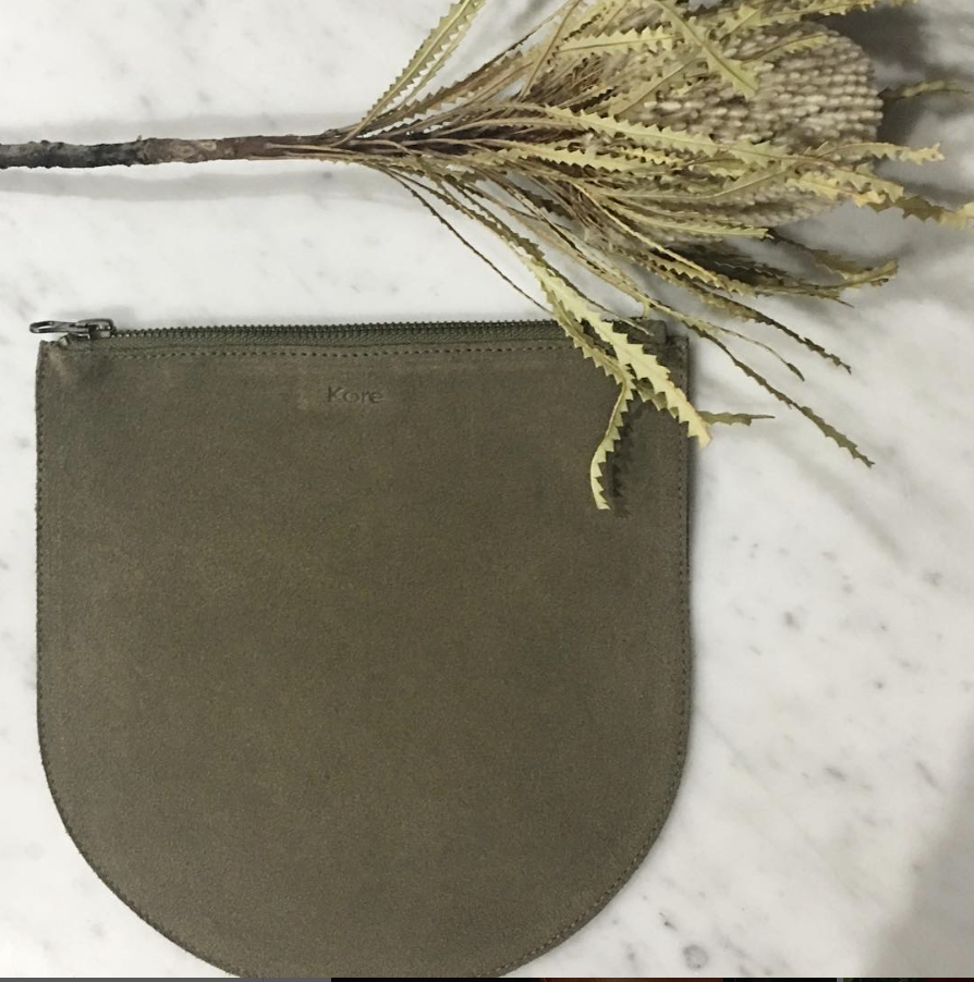 Kore Large Khaki Suede Clutch