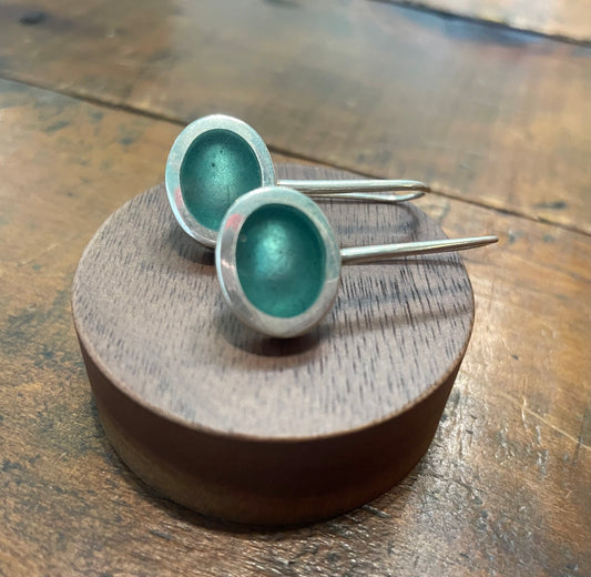 Christine Battocchio Resin and Silver Drop Long Earrings