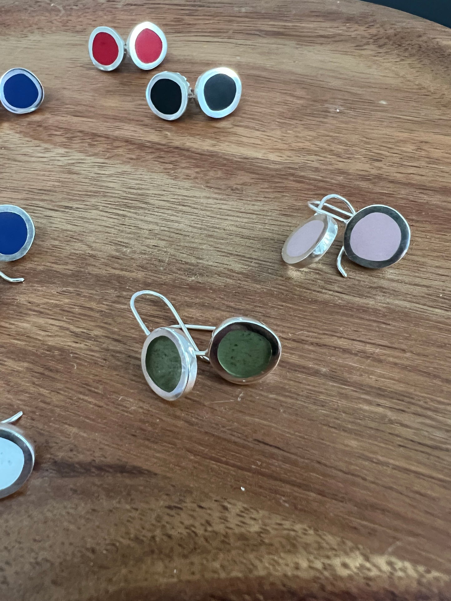 Christine Battocchio Silver and Resin Drop Earrings