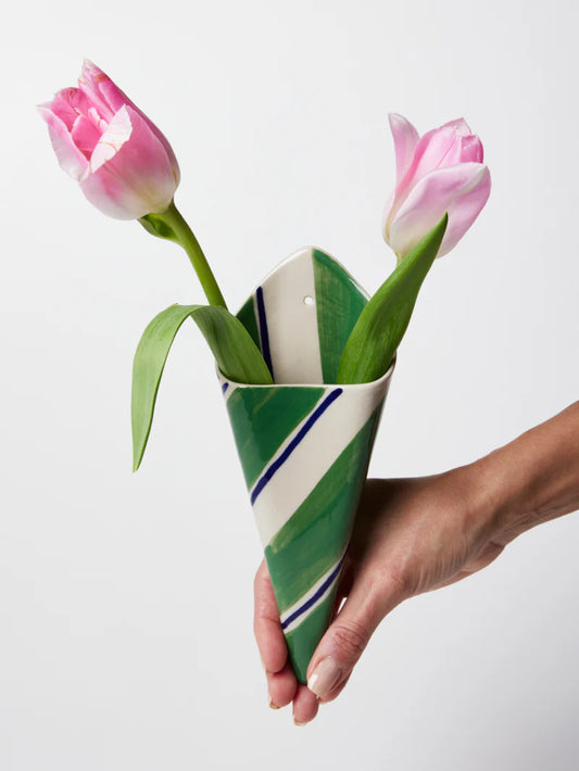 Jones & Co Folly Wall Vase - Green Stripe