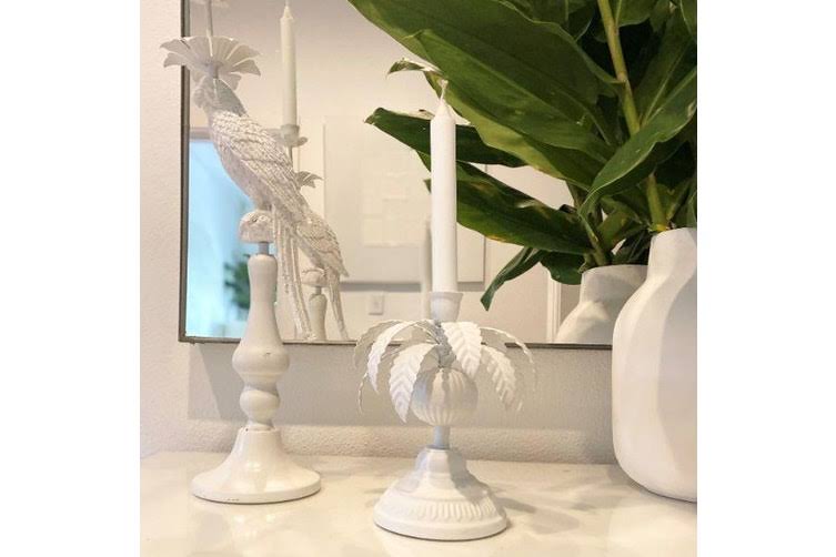 Palm Tree candle holders white
