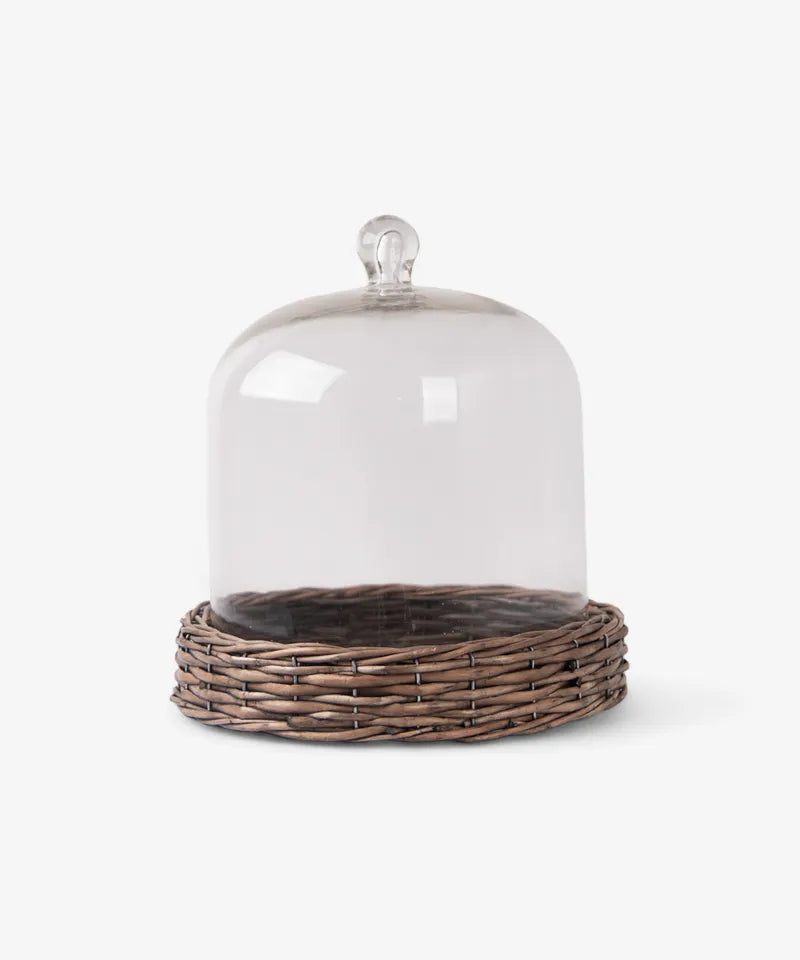 Riviera glass cloche with woven willow base - 2 sizes