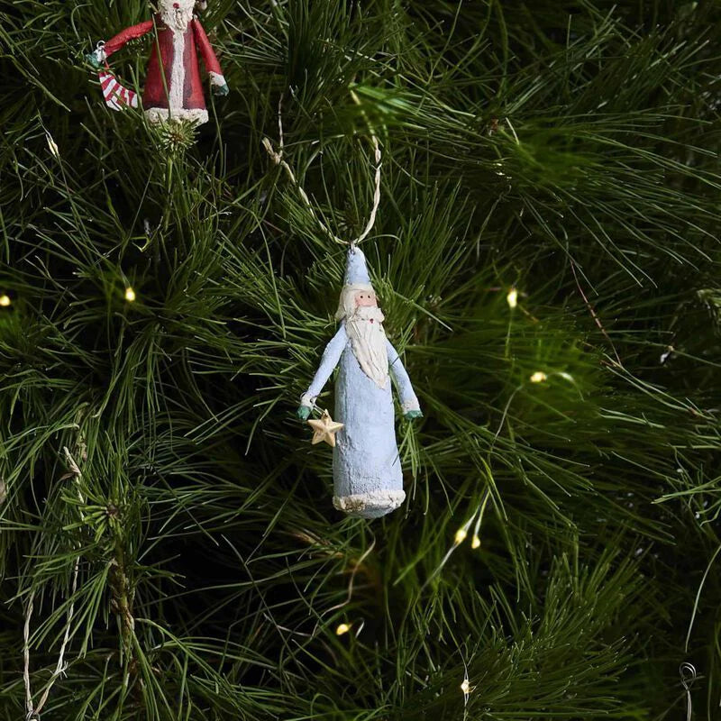 Blue Canvas Santa Hanging Decoration