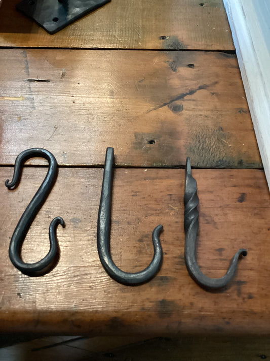 Hand forged iron S hook