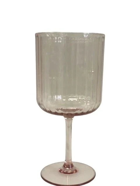 Pink Ribbed Acrylic Wine Glass