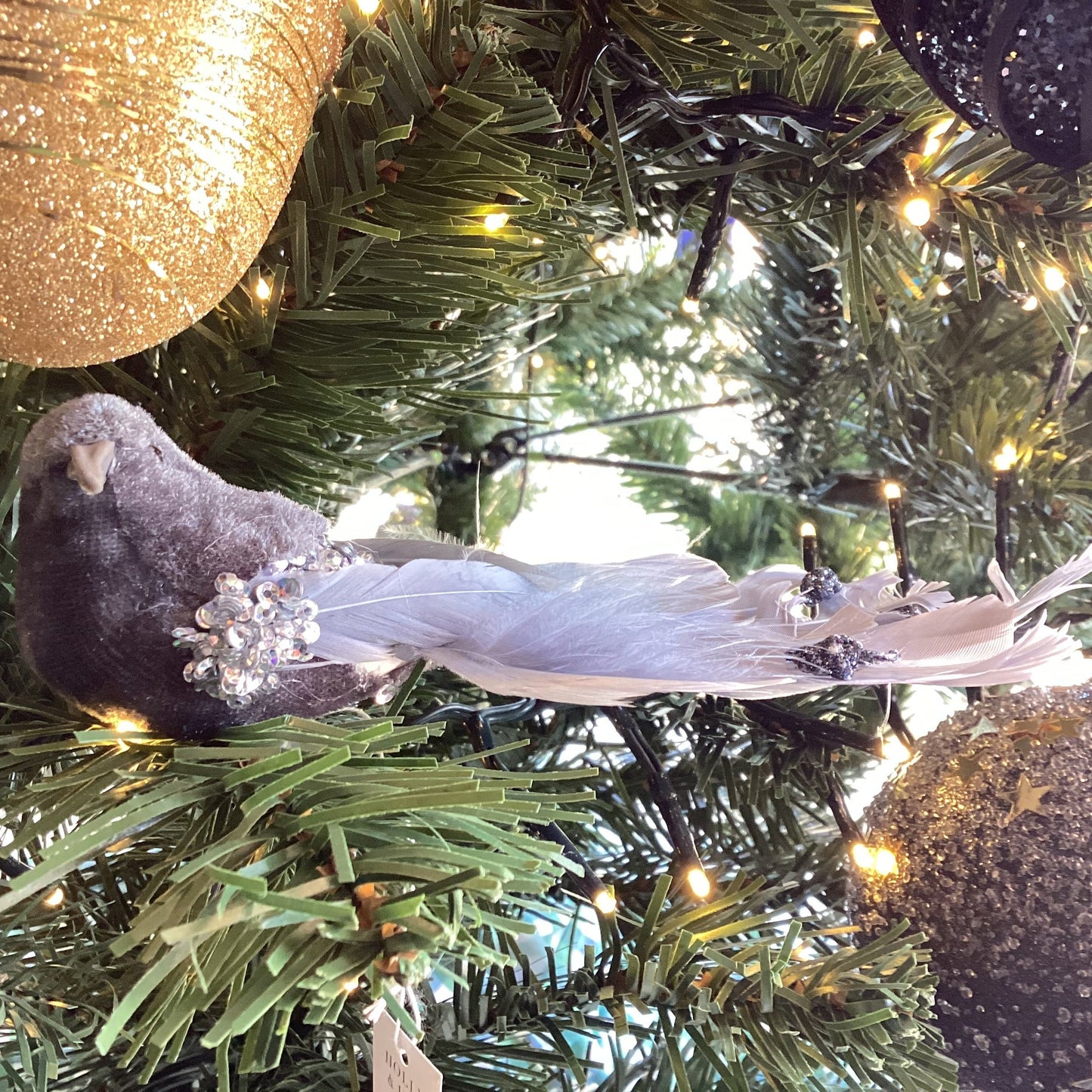 Snowy Blue Velvet Clip Bird