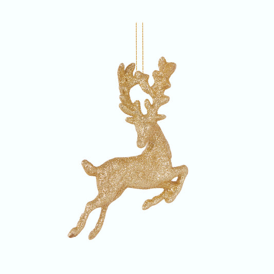 Gold glitter Reindeer Ornament