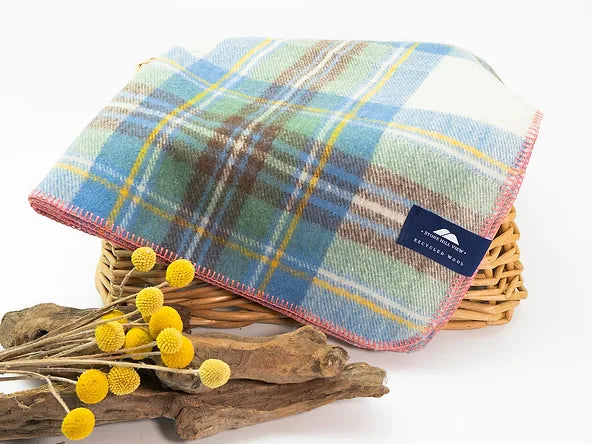Recycled Wool Tartan Knee Blanket by Stone Hill View