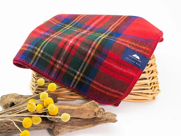 Recycled Wool Tartan Knee Blanket by Stone Hill View