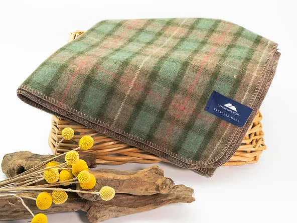 Recycled Wool Tartan Knee Blanket by Stone Hill View