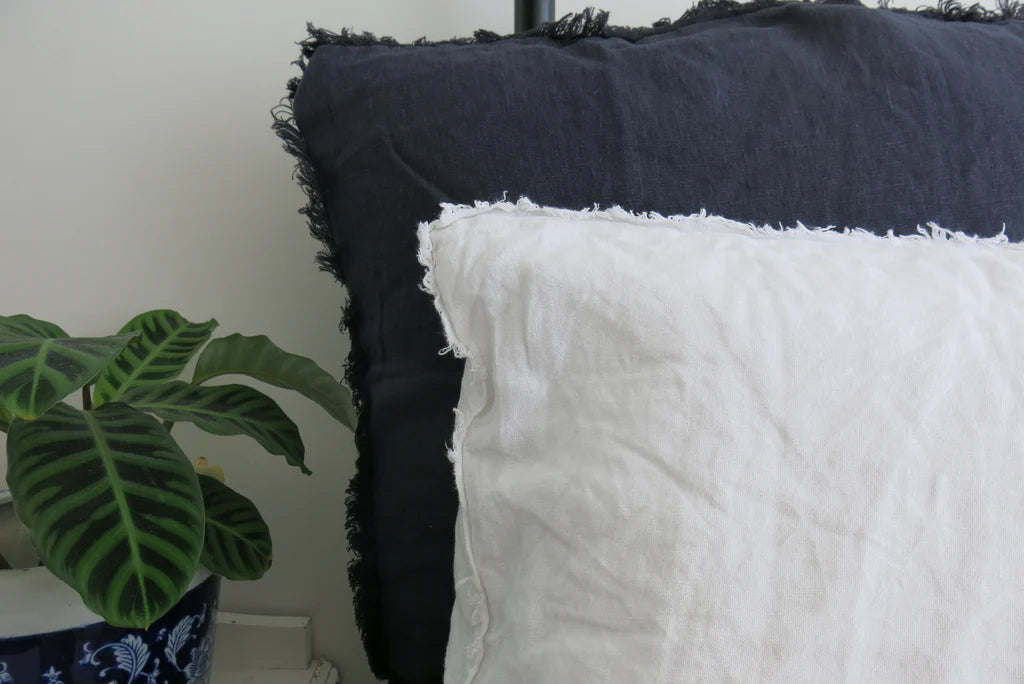 Miss Molly Euro Pillowcase - French Linen with Raw Edge.