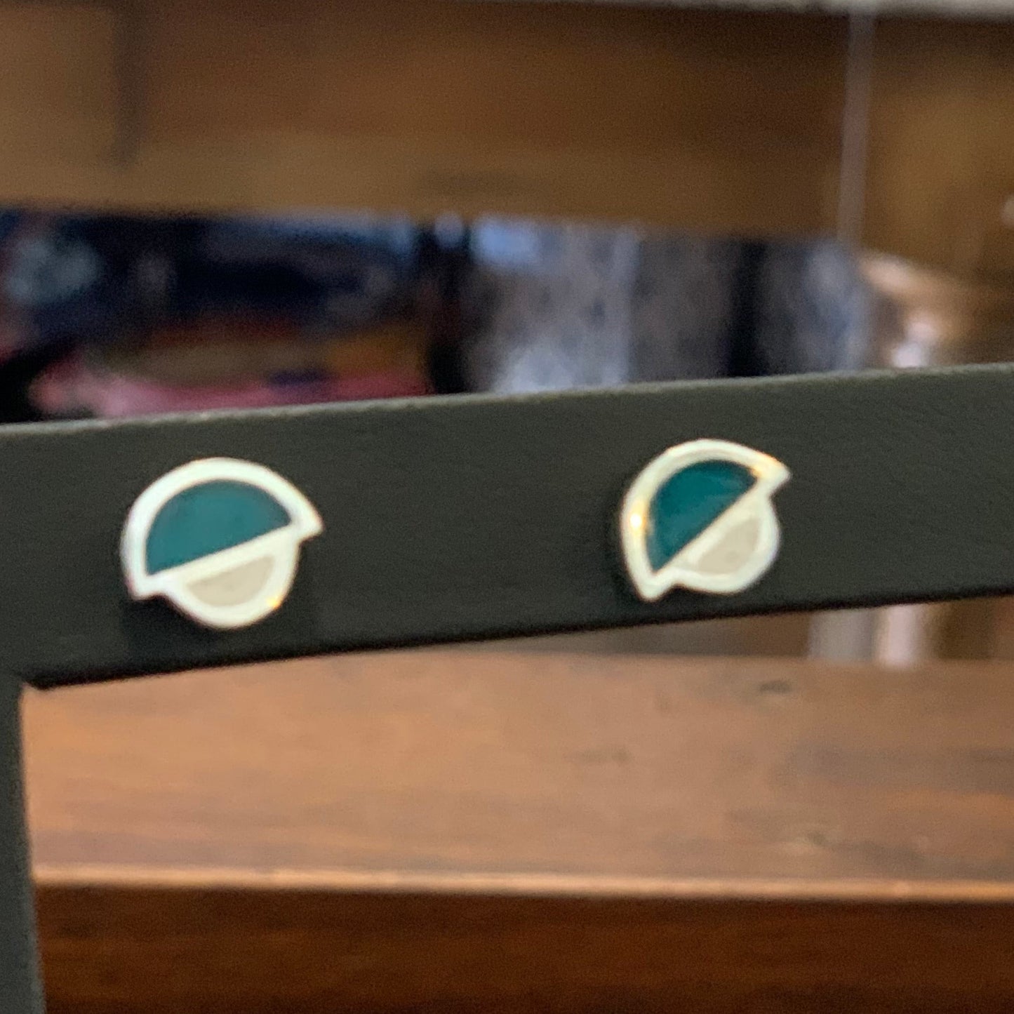 Christine Battocchio Silver and Resin Dual Colour Stud Earrings