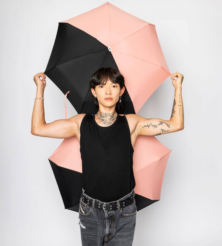 Anatole Micro-Umbrella - Two Toned - Edith (Coral Pink & Black)