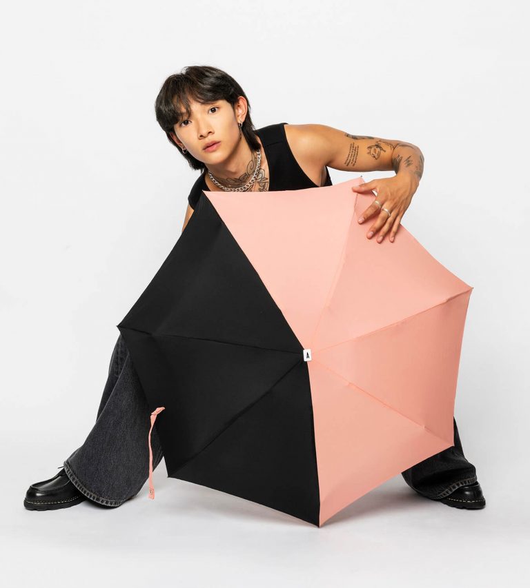 Anatole Micro-Umbrella - Two Toned - Edith (Coral Pink & Black)