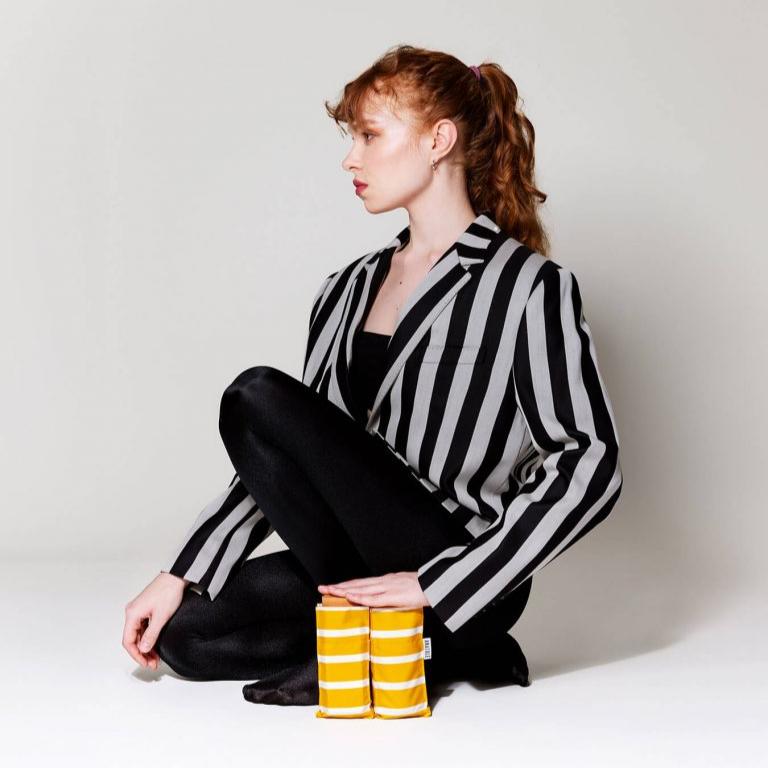 Anatole Micro-Umbrella - Gabin (Yellow with white stripes)