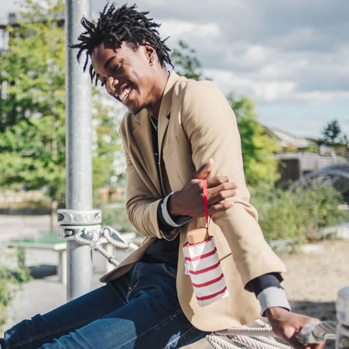 Anatole Micro-Umbrella - Diana (White with red stripes)