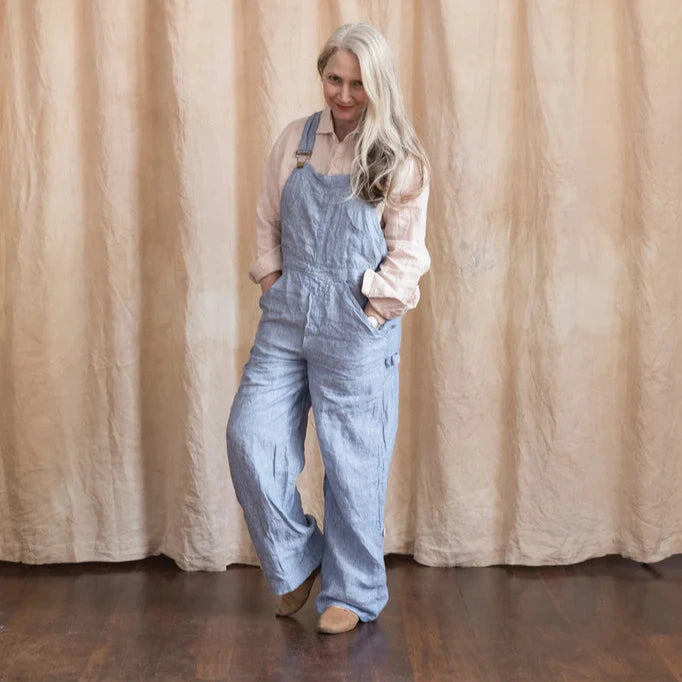 Miss Molly Linen Overalls - Light Blue Chambray