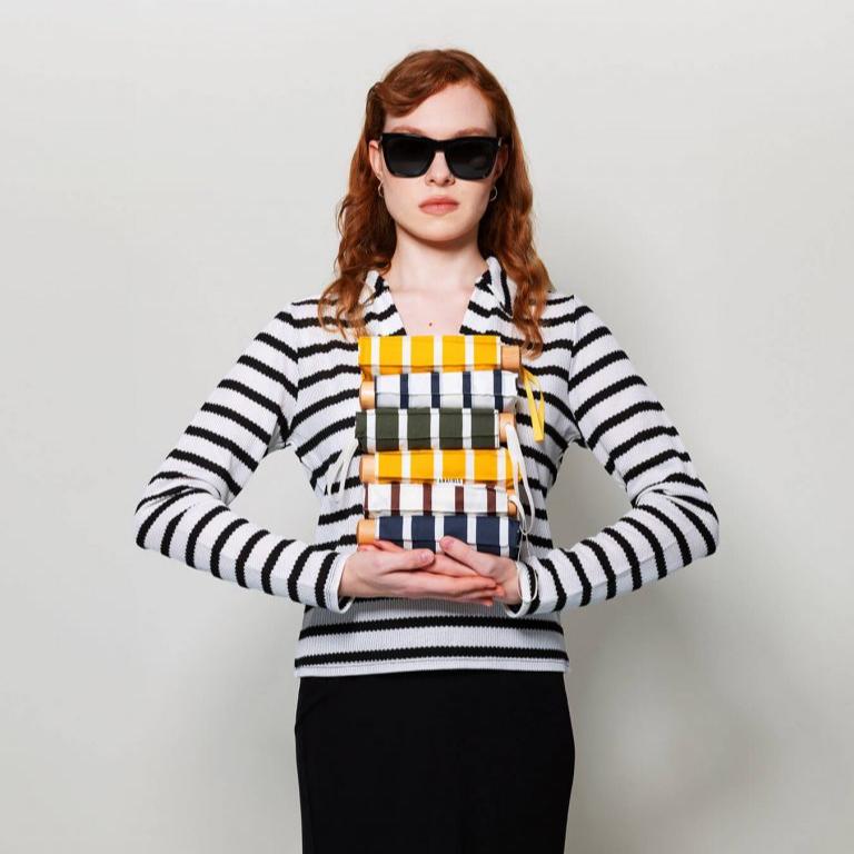 Anatole Micro-Umbrella - Gabin (Yellow with white stripes)