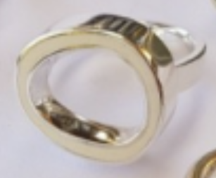 Christine Battocchio Opaque Pink Resin and Silver O design Ring
