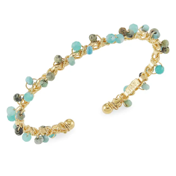 Gas Bijoux Orphee Bracelet/Cuff Gold - Turquoise beads