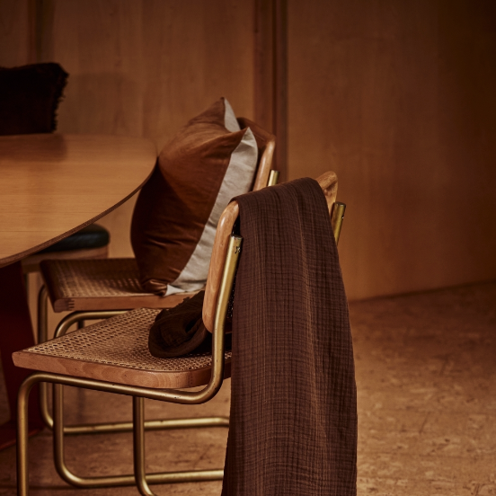 Saarde Linen and Velvet Square Cushion - Chocolate