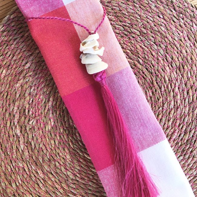 Seagrass Place Mats - with Hot Pink stitching Set of 4