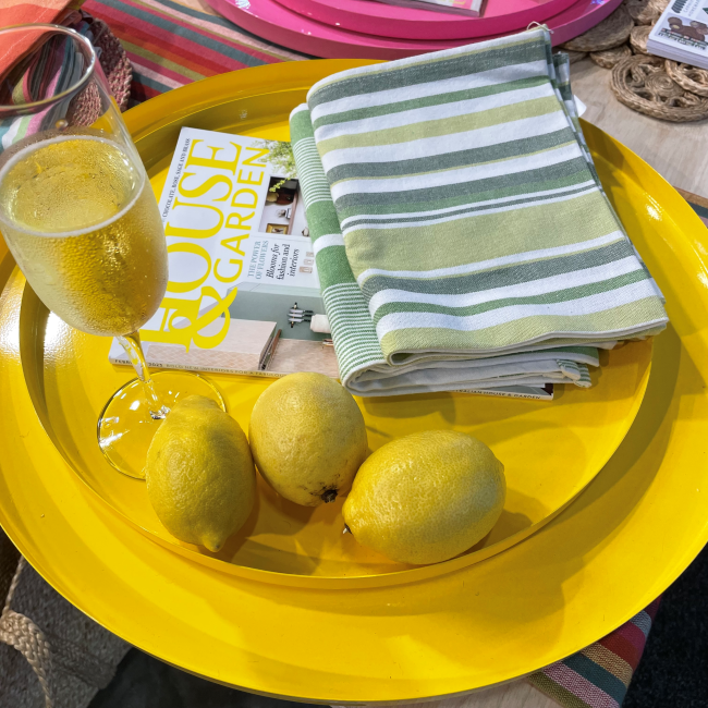 Yellow Metal Tray - 40 cm diameter