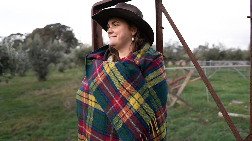 Recycled Wool Tartan Blanket by Stone Hill View