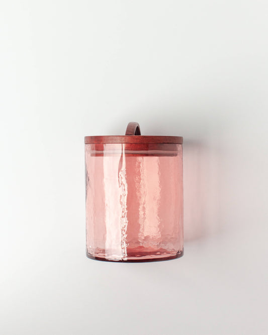 Handblown Hammered Glass Canister - blush / small