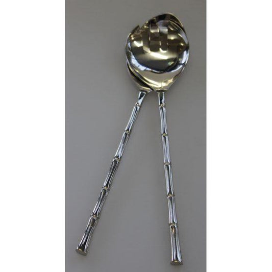 Bamboo Style Silver Salad Servers
