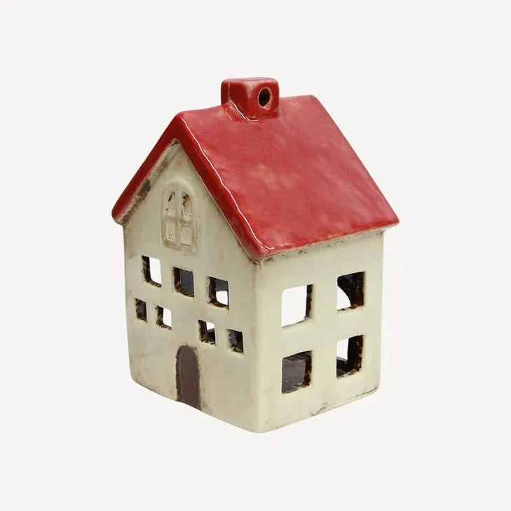 Alsace Tea Light Villa - red & white